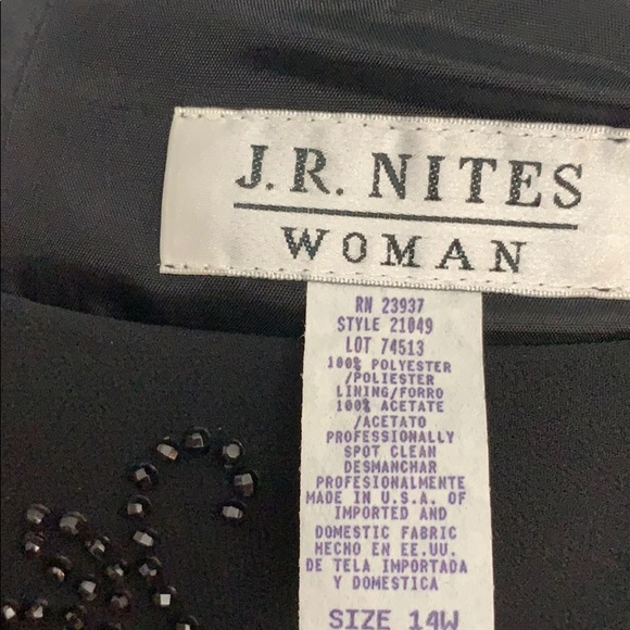 Black beaded J.R.Nites Blouse size 14W - Picture 5 of 6